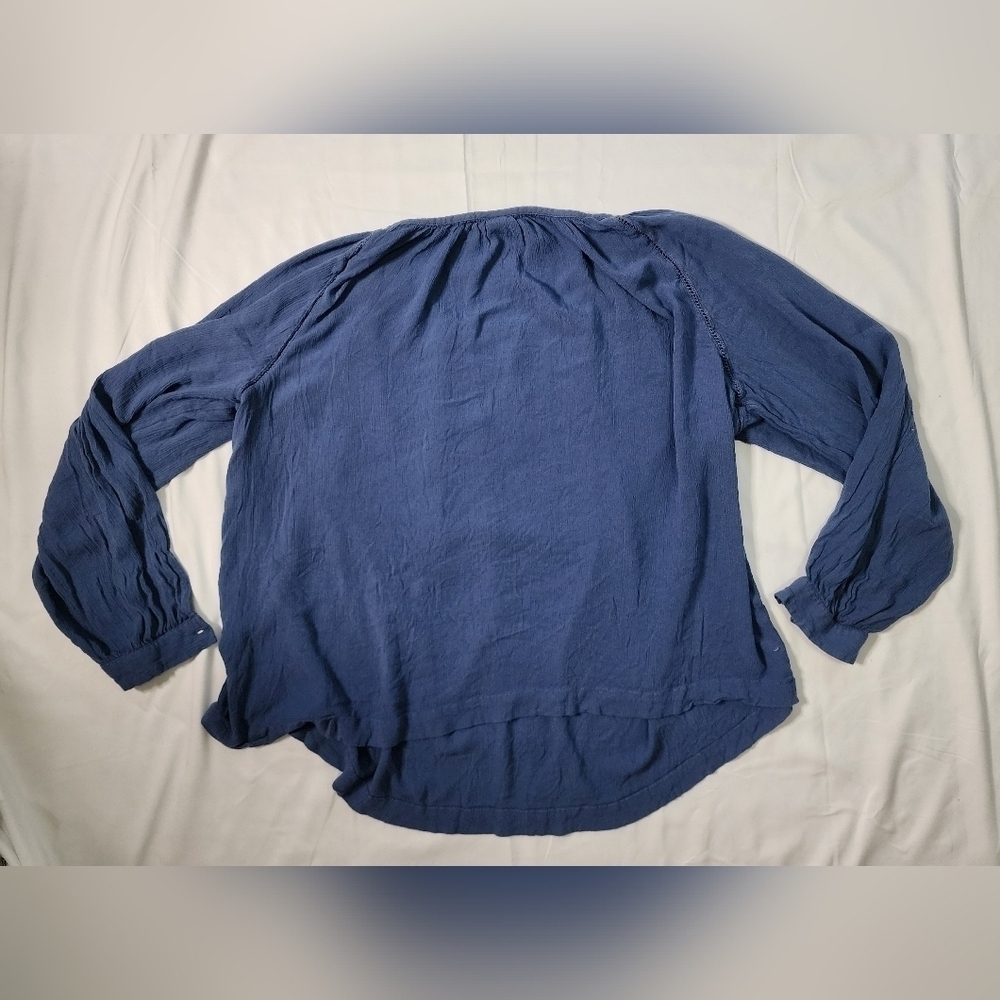 A.N.A Women Top Keyhole Bijou Blue Pleated Blouse XXL - Picture 7 of 8